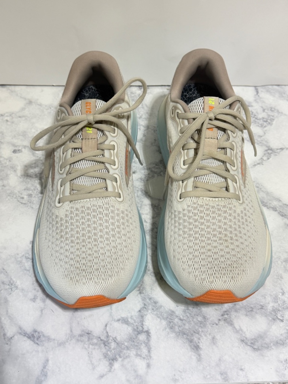 Brooks Glycerin 21 Road-Running Shoes Women's gray aqua coconut size 11 - Picture 2 of 13